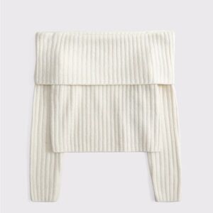 Abercrombie & Fitch Cream Off-the-Shoulder Ribbed Sweater